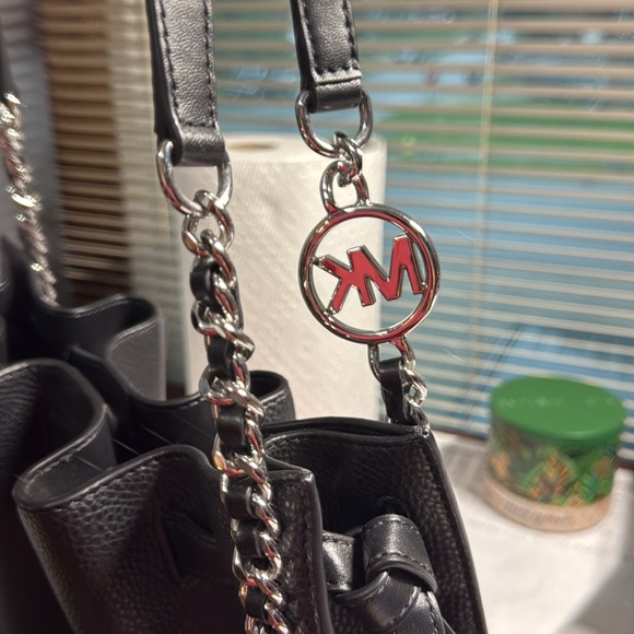 Michael Kors Black Leather Chain Tote Bag - Picture 16 of 16